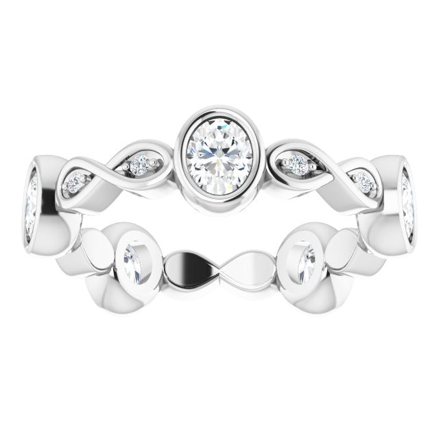 1.14 ct. Oval & Round Diamond Eternity Band Infinity Style Wedding Ring-VIRABYANI